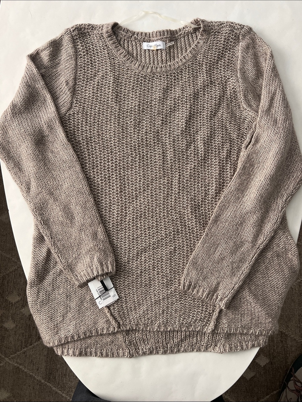 NWT Vintage VTG Calvin Klein Neutral Tan Knit Light Crewneck Sweater Top 1X